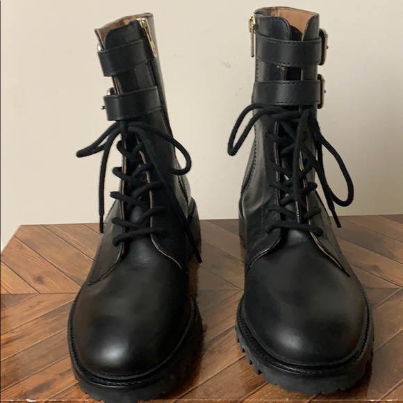 Antonio Melani Bertilli Black Leather Combat Boot - Picture 2 of 9